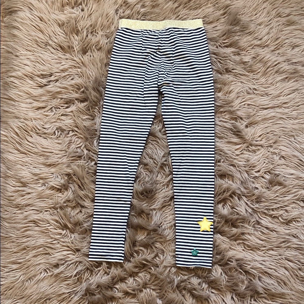 Crewcuts Black and White Striped Leggings with Colorful Star Accents - Picture 3 of 3
